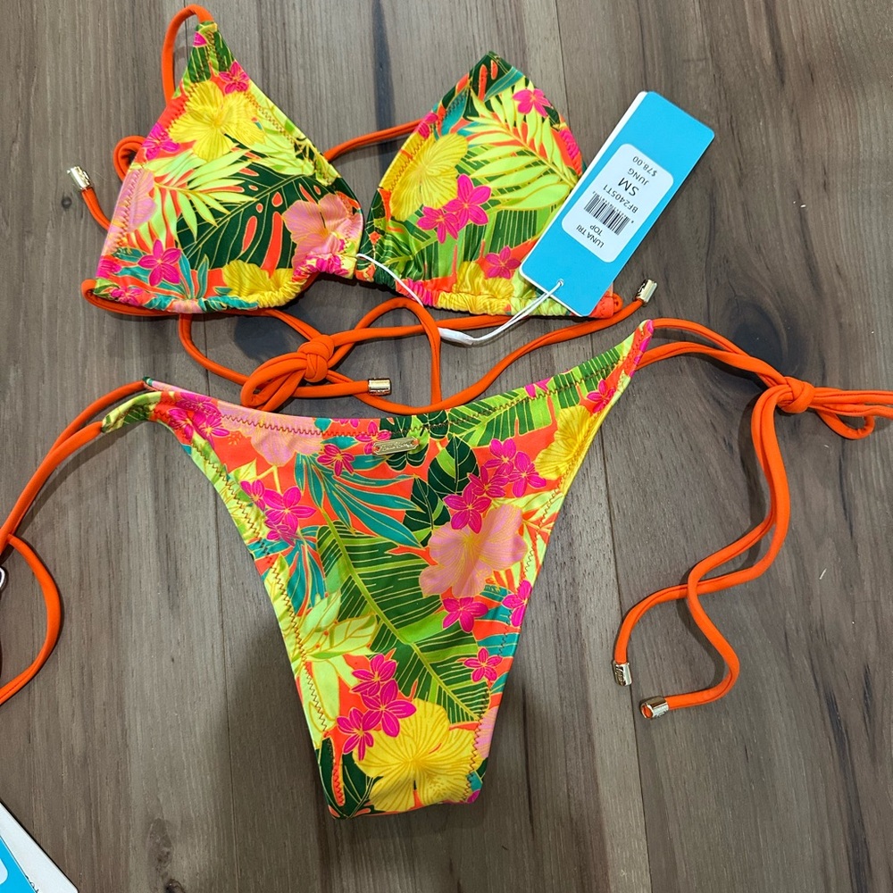 Beach Bunny Tropical Floral Bikini - Orange and Yellow